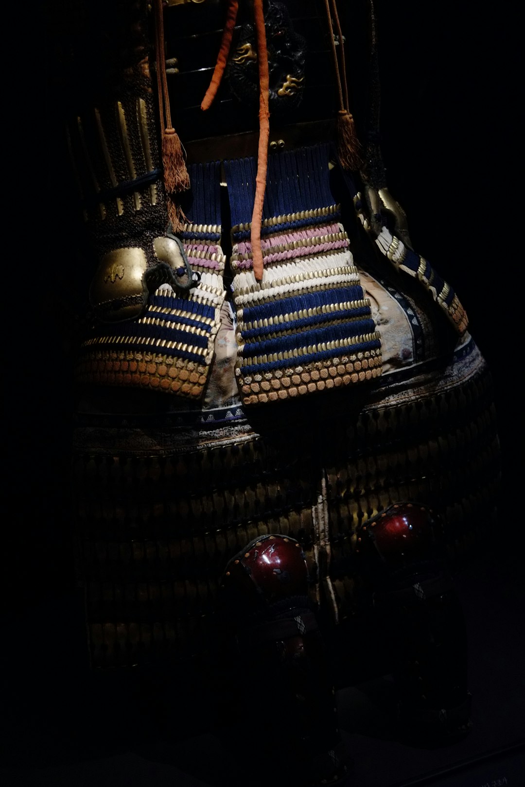 Traditional Japanese samurai armor on display
