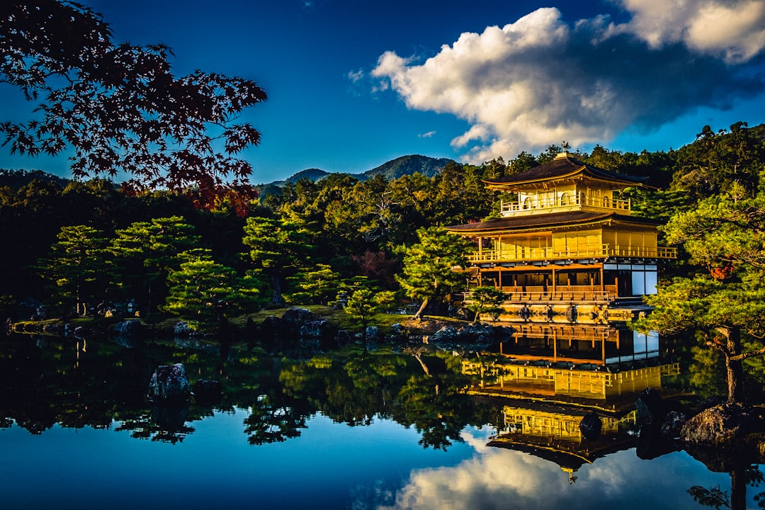 Kinkaku-ji Golden Pavilion temple in Kyoto with reflection in pond