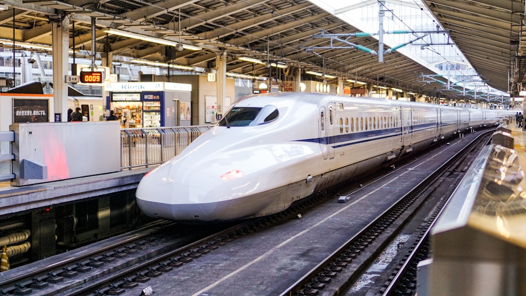 Japanese Shinkansen bullet train at station